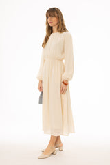 Cream Waisted Maxi Dress