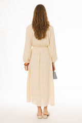 Cream Waisted Maxi Dress
