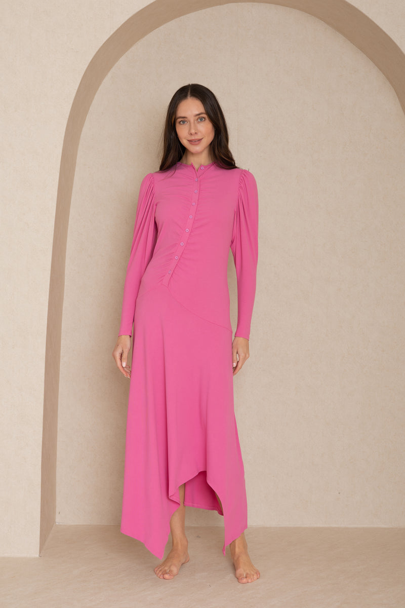 Hot Pink Side Button Maxi