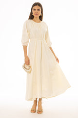 Yellow Side Tie Cotton Maxi Dress