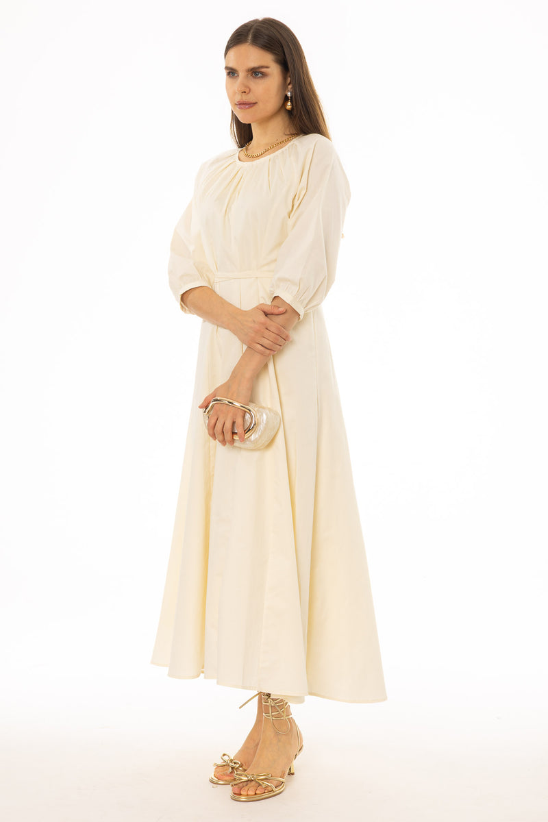 Yellow Side Tie Cotton Maxi Dress – BLANK
