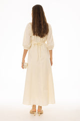 Yellow Side Tie Cotton Maxi Dress