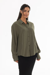 Olive Linen Feel Blouse