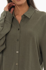 Olive Linen Feel Blouse
