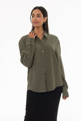 Olive Linen Feel Blouse