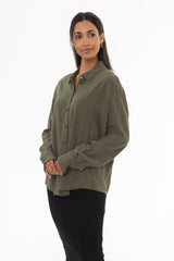 Olive Linen Feel Blouse