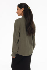 Olive Linen Feel Blouse