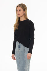 Black Ribbed Dolman Sleeve T-Shirt