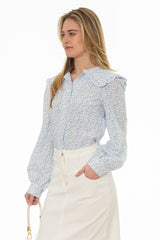 Blue Floral Peter Pan Blouse