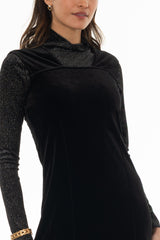 Black Square Neck Velour Maxi Jumper