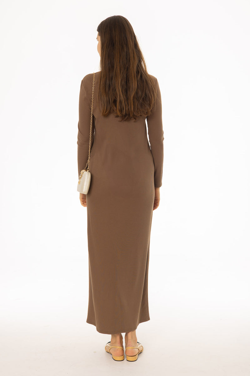 blouse maxi dress Brown Combo Blouse Maxi Dress – BLANK
