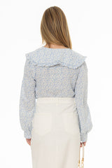 Blue Floral Peter Pan Blouse