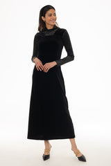 Black Square Neck Velour Maxi Jumper