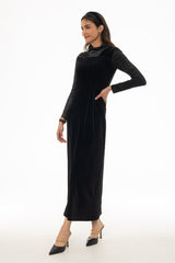 Black Square Neck Velour Maxi Jumper