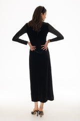Black Square Neck Velour Maxi Jumper