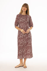 Burgundy Printed Maxi Dress