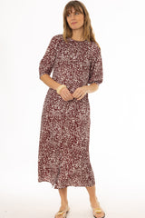 Burgundy Printed Maxi Dress