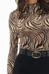 Leopard Printed Mock Neck Top