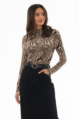 Leopard Printed Mock Neck Top
