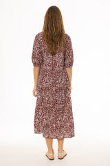 Burgundy Printed Maxi Dress
