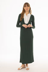 Green Combo Blouse Maxi Dress