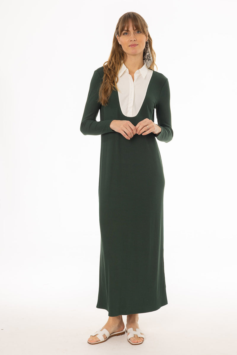 Green Combo Blouse Maxi Dress BLANK Green Combo Blouse Maxi Dress BLANK