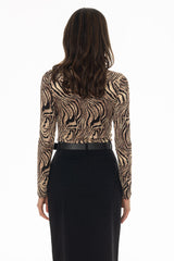 Leopard Printed Mock Neck Top