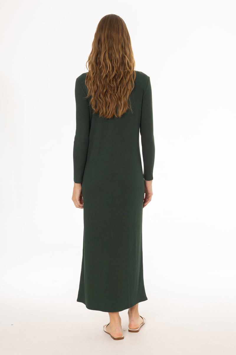 knee length dresses for ladies Green Combo Blouse Maxi Dress – BLANK