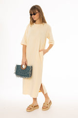 Pale Yellow Terry Maxi Dress