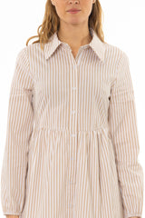 Tan Striped Waisted Maxi Dress