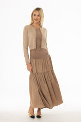 Tan Combo Tiered Maxi Dress