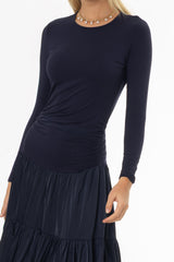 Navy Combo Tiered Maxi Dress