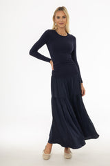 Navy Combo Tiered Maxi Dress