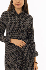 Black Paisley Side Tie Wrap Maxi Dress