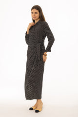 Black Paisley Side Tie Wrap Maxi Dress