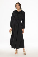 Black Tie Neck Flare Maxi Dress
