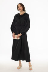 Black Tie Neck Flare Maxi Dress