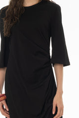 Black Draped Jersey Maxi Dress