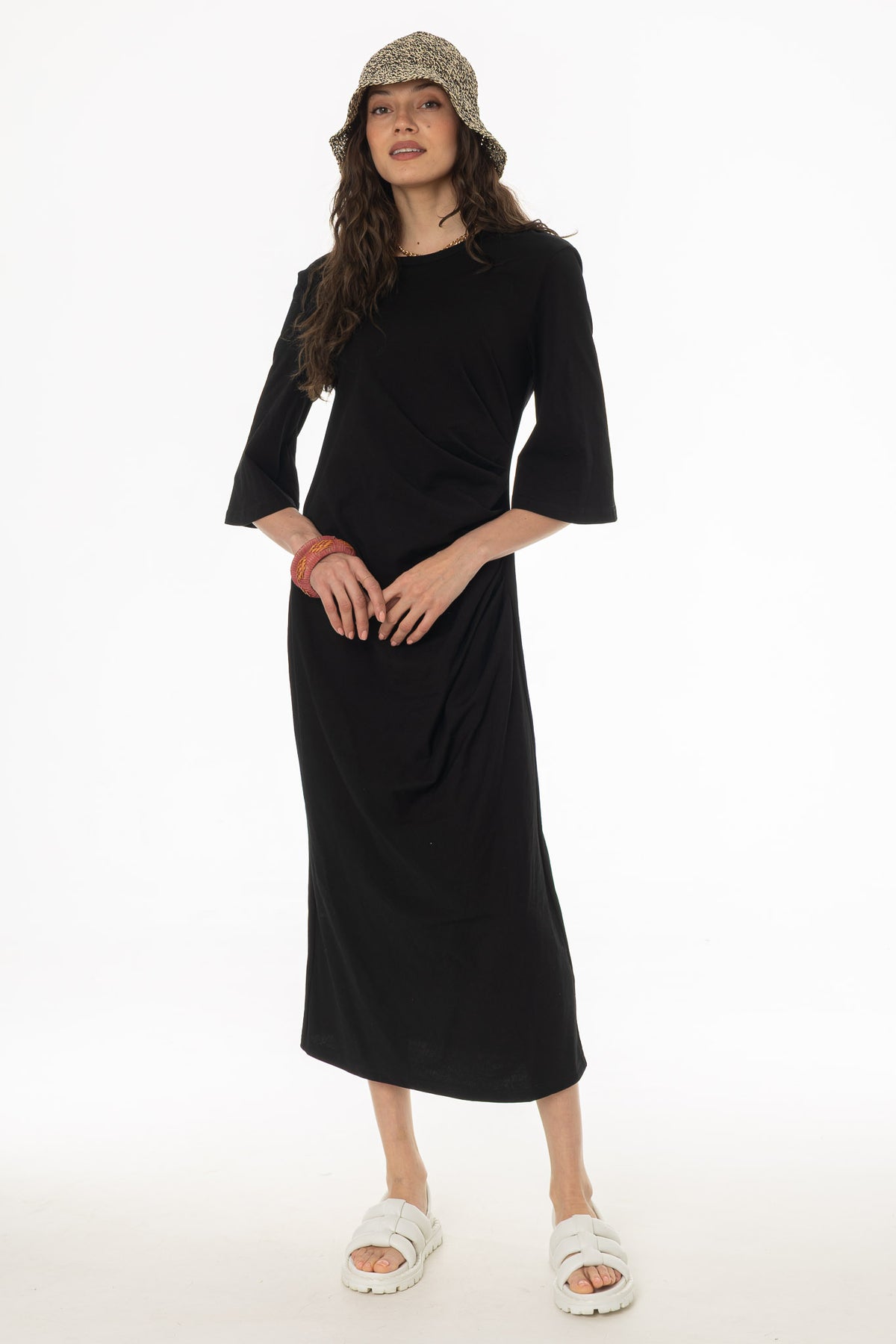 Black Draped Jersey Maxi Dress – BLANK