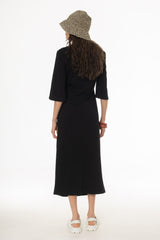 Black Draped Jersey Maxi Dress