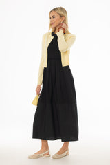 Black Mixed Fabric Jumper