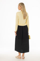 Black Mixed Fabric Jumper