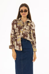 Brown Multi Printed Blouse