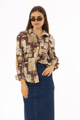 Brown Multi Printed Blouse