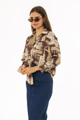 Brown Multi Printed Blouse