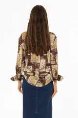 Brown Multi Printed Blouse