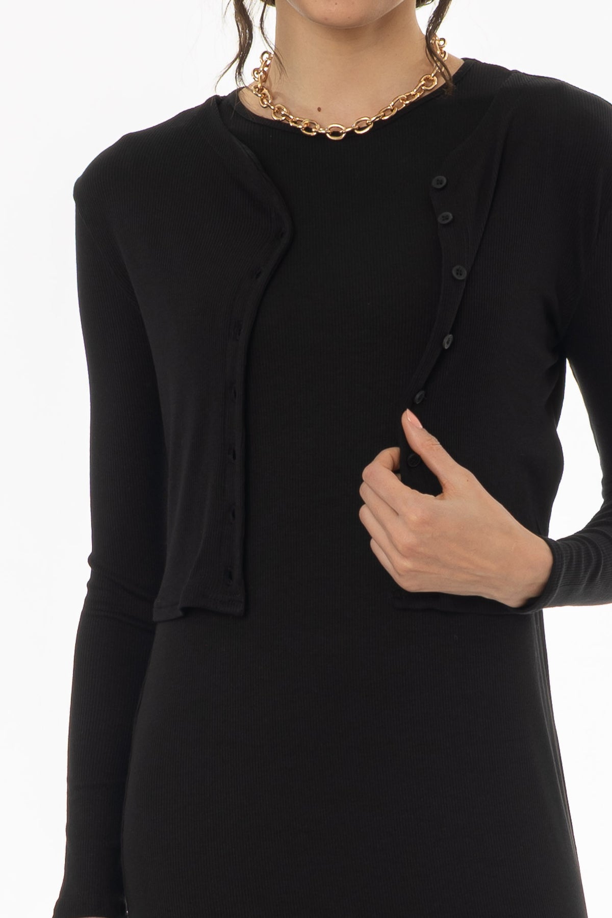 Black Ribbed Cardigan – BLANK