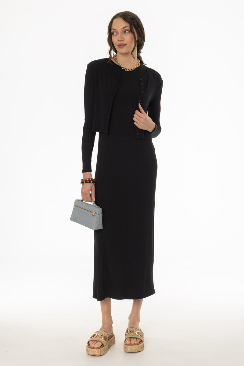 Black Ribbed Maxi Jumper – BLANK