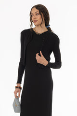 Black Ribbed Cardigan