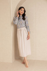 Stone Linen Drawstring Pocket Skirt